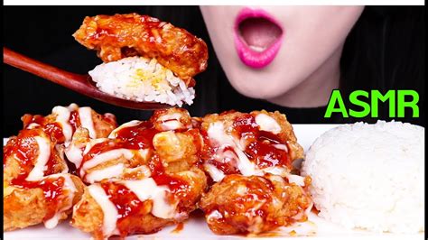 Asmr Korean Fried Chicken 처갓집 슈프림 양념치킨 치밥 리얼사운드 먹방 Eating Sounds No