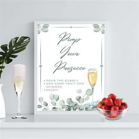 Pimp Your Prosecco Eucalyptus Floral Wedding Hen Night Sign Digital