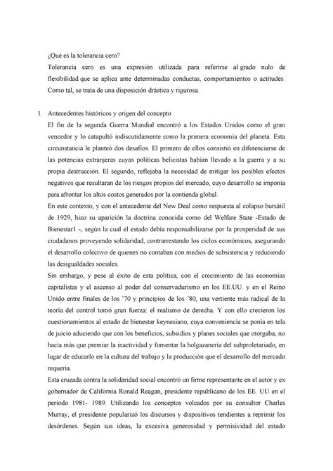 Tolerancia Cero Resumen Derecho Penal ¿qué Es La Tolerancia Cero