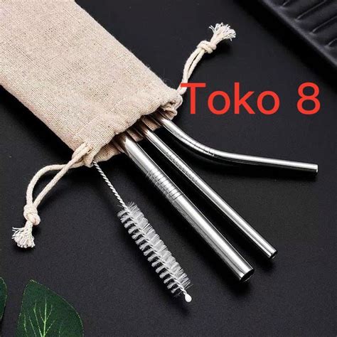 Jual Reusable Stainless Straw Set 5 Sedotan Stainless Steel Set Shopee Indonesia