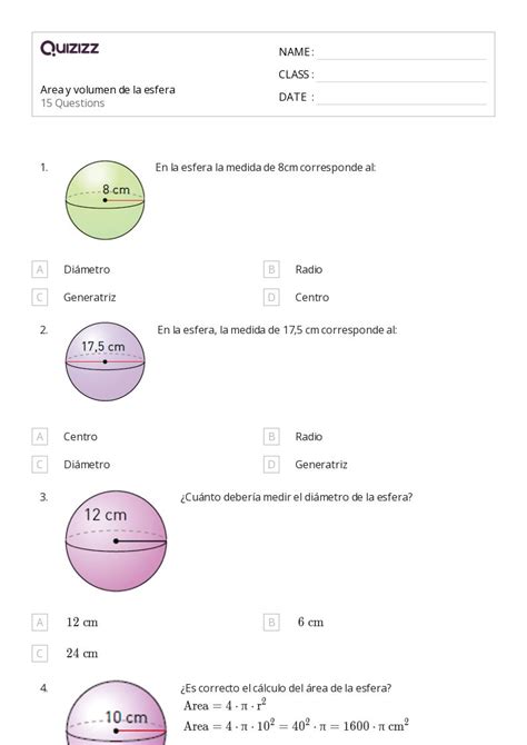 Volumen De Un Cono Hojas De Trabajo Para Grado En Quizizz