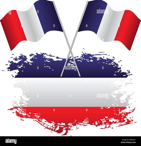 French Flag National Grunge And Two Cross Flags Stock Vector Image