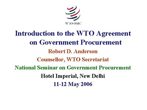 Introduction To The Wto Agreement On Government Procurement