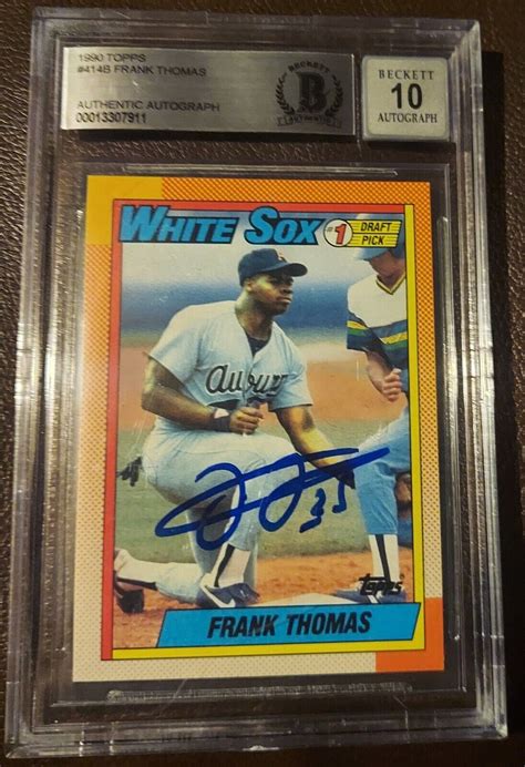 1990 Topps 414b Frank Thomas Rookie Autograph Bgsbas Beckett 10 Auto