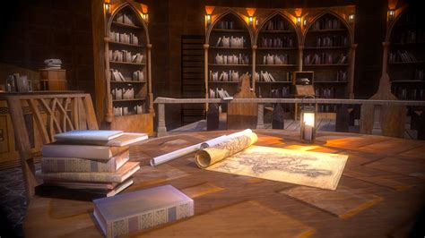 Artstation Medieval Library Model Pack Rustic Low Poly 3d Model