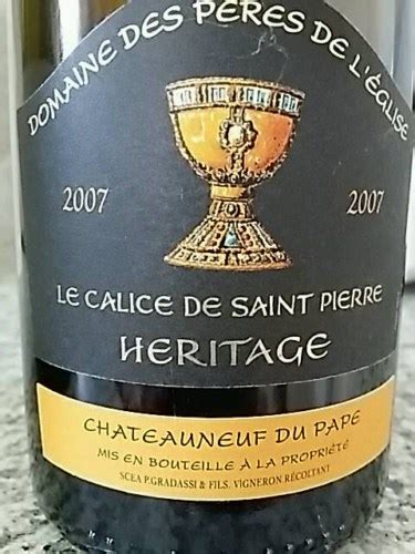 2019 Pères de l Église Le Calice de Saint Pierre Heritage Châteauneuf