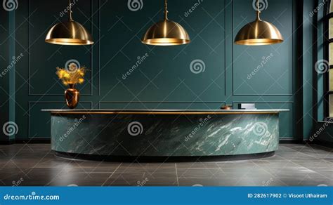 Stylish Reception Desk with Modern Hotel Lobby Stock Illustration ...