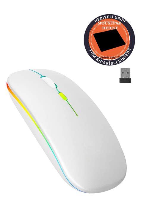 Osqar Beyaz Kablosuz Fare Wireless Mouse Tu Lu Renk Sessiz Arj