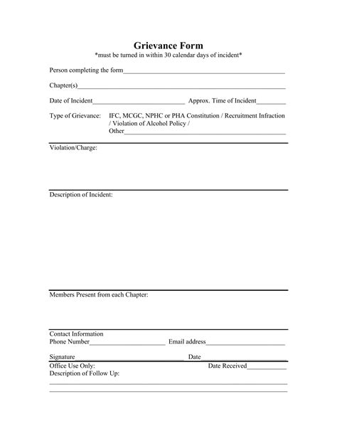 Grievance Form Fill Out Printable Pdf Forms Online