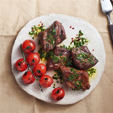 Grilled Short Ribs And Cherry Tomatoes With Chimichurri Recipe Eatingwell