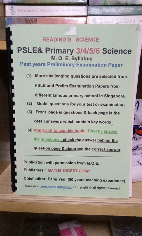 Maths Science Psle Past Years Prelim Papers Per Booklet Hobbies