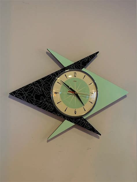 Colour Etched Lucite Formica Wall Clock From Royale Etsy Mid