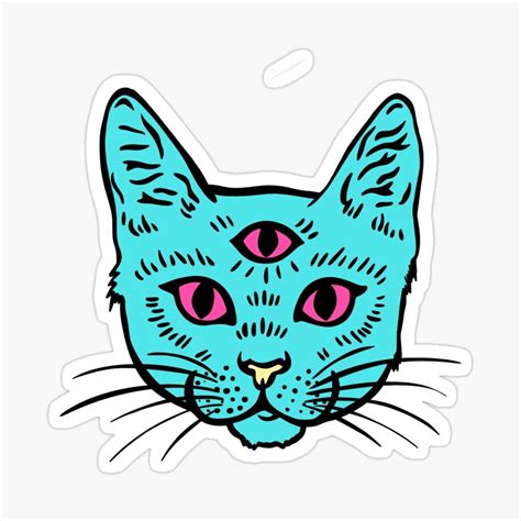 Third Eye Cat Sticker By Pixelpixelpixel In 2021 Weird Stickers Etsy