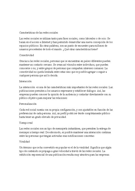 Características de las redes sociales - Características de las redes