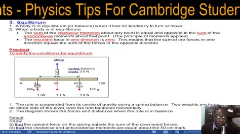 Igcse Physics 0625 Moment Of Force And Equilibrium Including Worked Examples Youtube