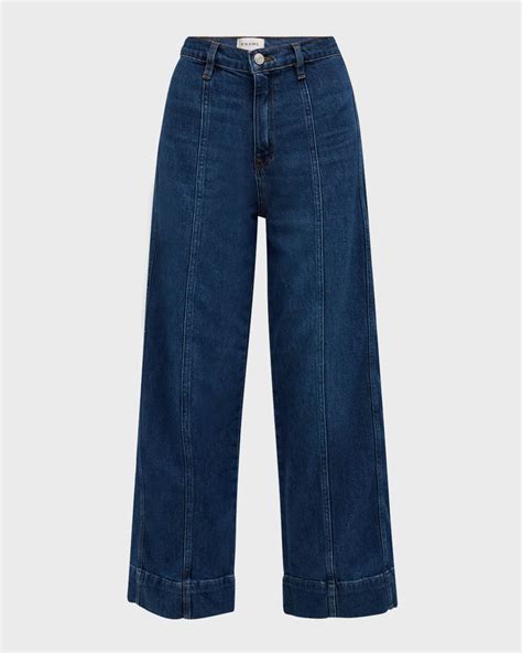 Frame The Seamed Wide Leg Crop Jeans Neiman Marcus