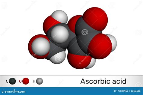 Ascorbic Acid Vitamin C C H O Molecule Food Additive E Stock