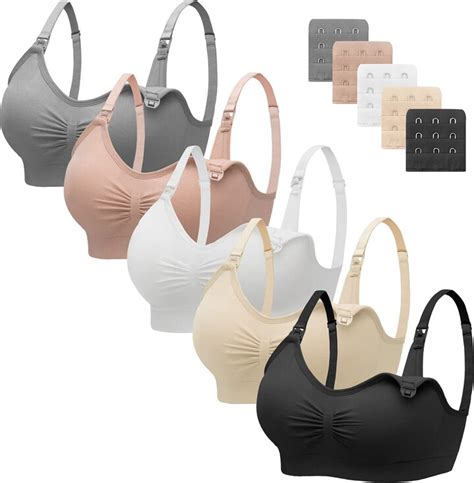 Hbselect 5 Pcs Maternity Nursing Bra Seamless Nursing Bra With Extra