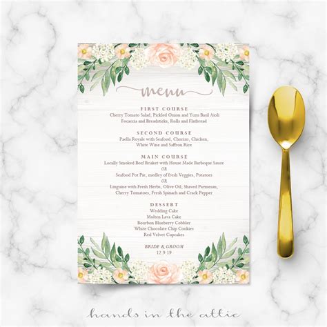 Wedding Reception Menu Template