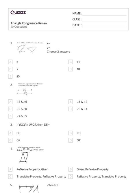 50 Congruence Worksheets For 10th Grade On Quizizz Free And Printable