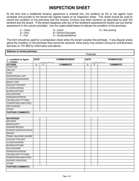 Printable Inspection Checklist Template