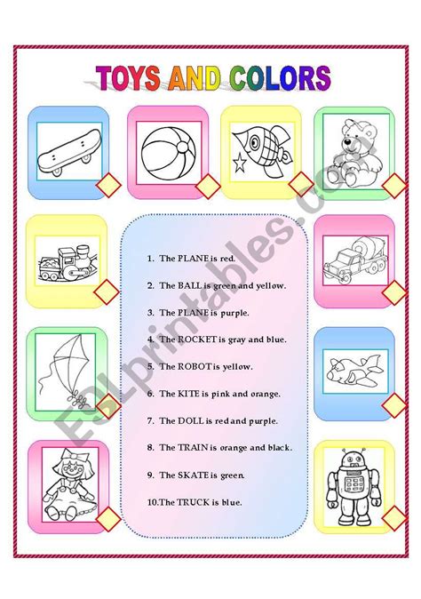 Toys And Colors ESL Worksheet By JanaPC