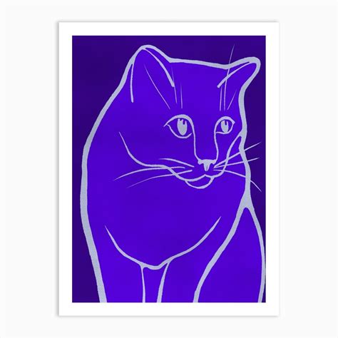 Purple Cat Art Print by Kamila Akhunova - Fy