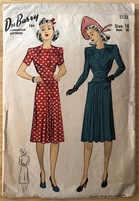 S Dubarry Pattern Bust Hip Size Belted Shirred Dress