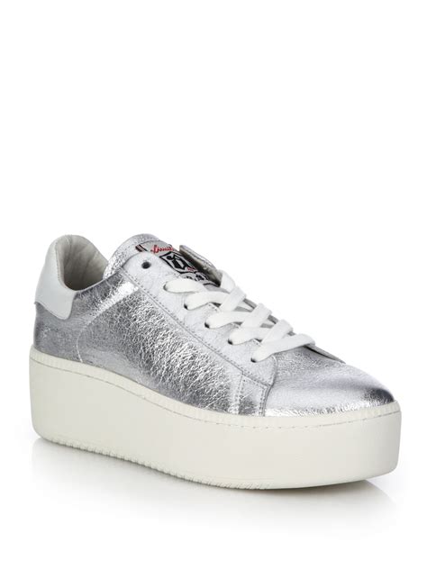 Ash Cult Metallic Leather Platform Sneakers in White - Lyst