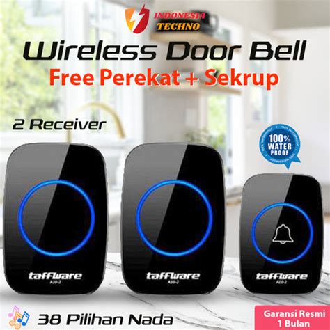 Jual Bel Rumah Wireless Door Bell Waterproof Pintu 2 Receiver Hitam