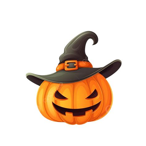 Pumpkin With Witch Hat For Halloween Cartoon Vector Illustration