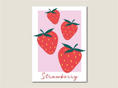 Pink Strawberry Fruit Art Citrus Wall Art Fruit Print Food - Etsy