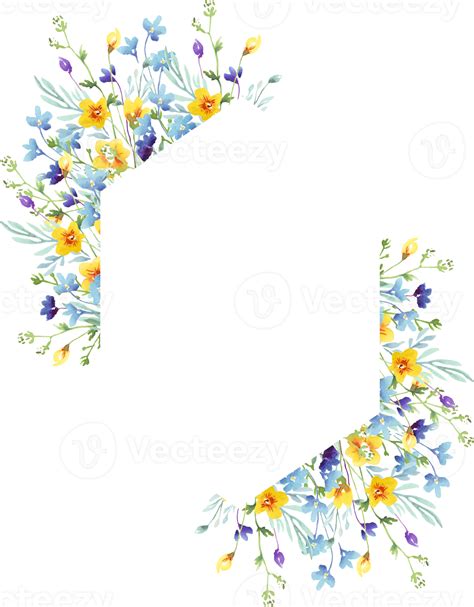 Wildflowers Frame Watercolor Clipart 21952858 Png