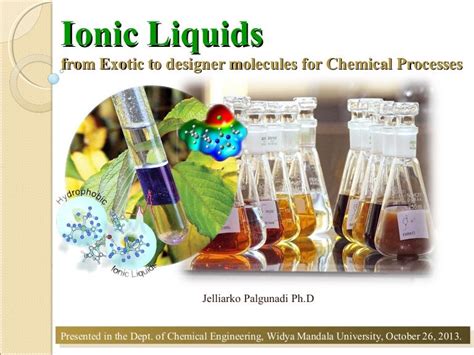 Ionic Liquids - Invited Lecture at the Dept. of Chemical Engineering