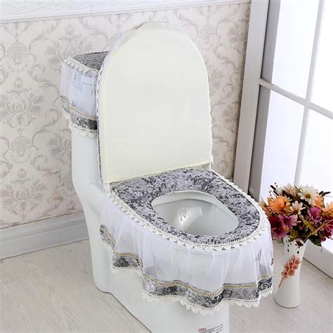 3pcs Set Toilet Seat Cover Lace U Shaped Overcoat Durable Wc Decoration Dustproof Mats Hg99