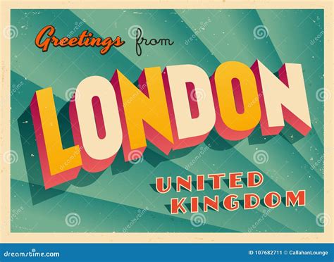 Tarjeta De Felicitación Turística Del Vintage De Londres Ilustración