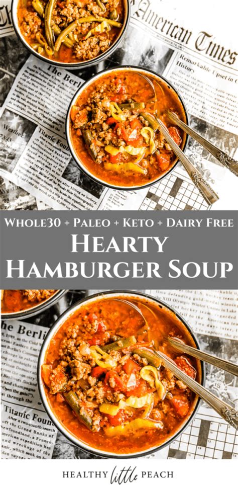 Hearty Keto Hamburger Soup Whole30 Paleo Recipe Hamburger Soup