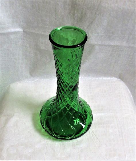 Vintage Hoosier Green Glass Vase Emerald Green Hoosier Glass