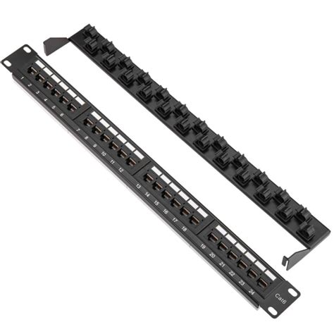 Patch Panel De 24 Puertos RJ45 Cat 6 UTP 1U Con Peine Hiper Rack