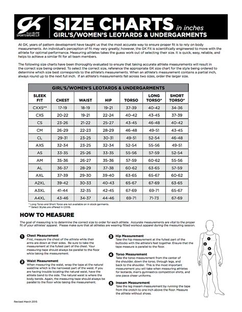 GK Elite Size Charts – The Alabama Gymnastics Store