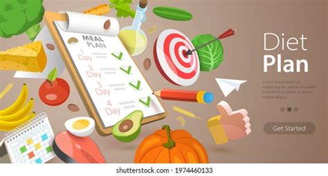 3d Vector Conceptual Illustration Diet Plan Stock Vector Royalty Free