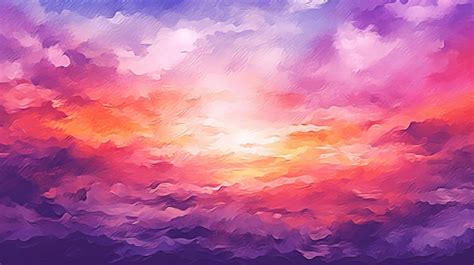 Premium AI Image | A painting of a sunset with a purple sky and clouds.