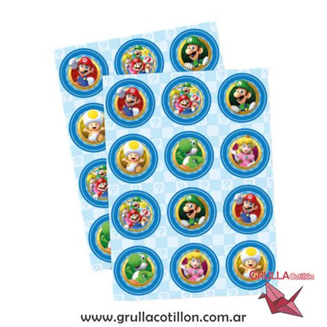 STICKER SUPER MARIO BROS x12 GRULLA COTILLÓN