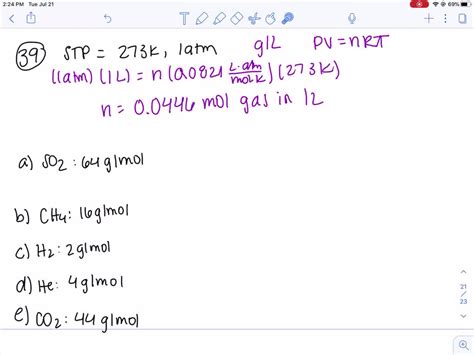 SOLVED Calculate The Density In G L Of Each Of These Gases At STP