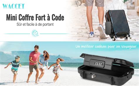 WACCET Coffre fort Portable Sécurisé Mini Coffre Fort de Voyage Étanche