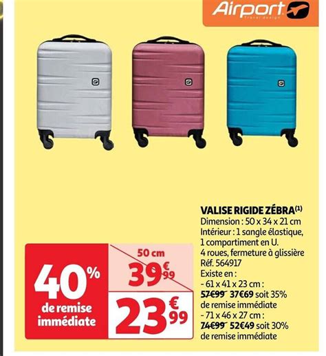 Promo VALISE RIGIDE ZÉBRA chez Auchan