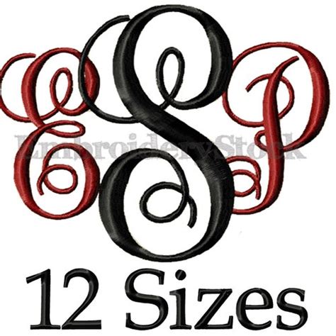 Interlocking Vine Embroidery Font Monogram Font Machine Etsy