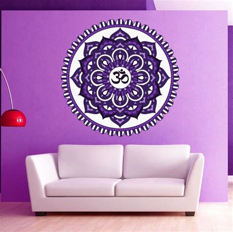 Wall Decal Mandala Multicolored Oum Om Yoga Studio Sign Indian Ornament