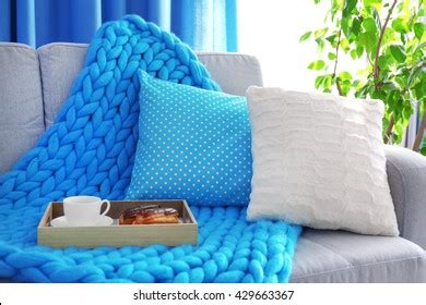 Stylish Sofa Pillows Knitted Plaid Stock Photo 429663367 | Shutterstock