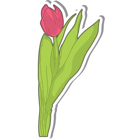 Aesthetic Cute Sticker Red Tulip Flowers Bullet Journal Png